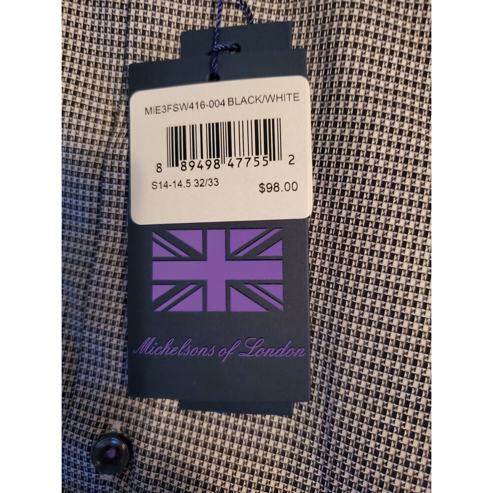 Michelsons of London Wrinkle Free Stretch Gingham Dress Shirt S 14-14.5 32/33 - Picture 9 of 16